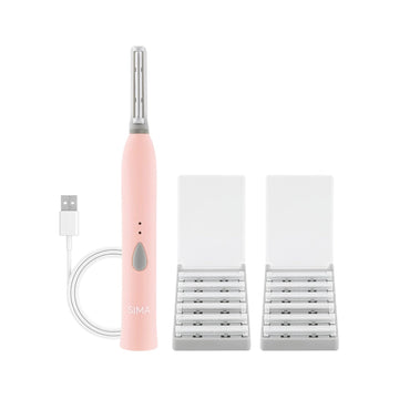 Spa Sciences - SIMA Dermaplaning Tool - Patented Painless 2 in 1 Facial Exfoliation & Peach Fuzz-Hair Removal System w/ 14 Weeks Treatment Included - Anti-Aging – 3 Speeds - Rechargeable