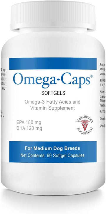Omega-Caps For Medium Dog Breeds - Omega 3, Vitamins, Minerals, Antioxidants - Support Immune System, Joints, Heart, and