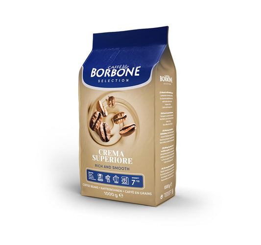 Caffè Borbone Crema Superiore Espresso Coffee Beans (Pack of 1), Fine Selection of Premium Arabica and Robusta Blends with Toasted Almonds and Brown Sugar Flavor, Creamy and Smooth
