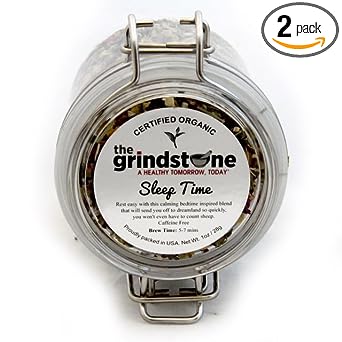 Grindstone, Organic Sleep Time Tea, Herbal Infusion with Organic Valerian Root, Loose Leaf Tea, PET Snap on Kilner Jar, Pack of 2