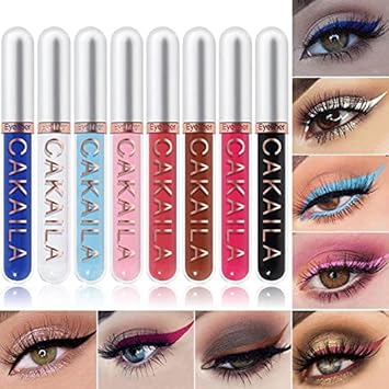 MEICOLY 8 Colors Liquid Eyeliner Colorful Set, Matte Colored Black White Eye Liners Pencil Pro High Pigmented Waterproof & Long Lasting Bright Eyes Delineadores De Colores,02
