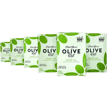 Peet Bros. | Olive Oil Moisturizing Bath Soap Bar | Always Palm Oil-Free | 5  - Green Tea (Pack of 6)