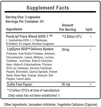 PuraDyme PuraLiyf Digestive Enzymes with Probiotics | Probiotic Supple