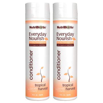 NutriBiotic Everyday Nourish Conditioner, Tropical Harvest, .  Twin Pack | GSE & Botanicals for Dry Hair | Free of Parabens, Sulfates, Dyes, Colorings, Cocamide DEA & Chlorine Derivatives