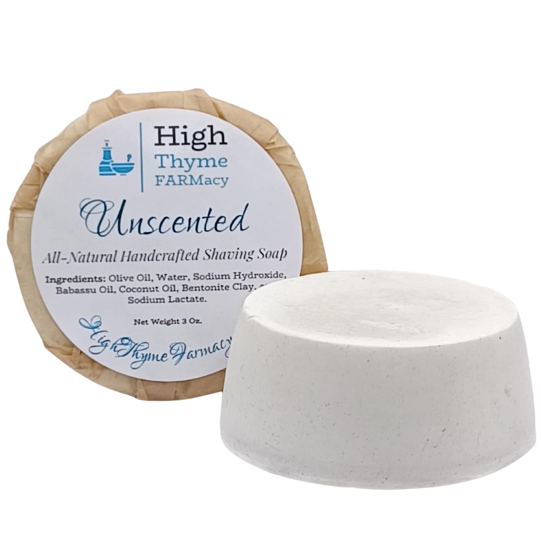 Unscented Shaving Soap Puck - 3  Bar of Unscented Soap for Shaving - Palm Oil Free Shave Soap Puck - Made in the USA