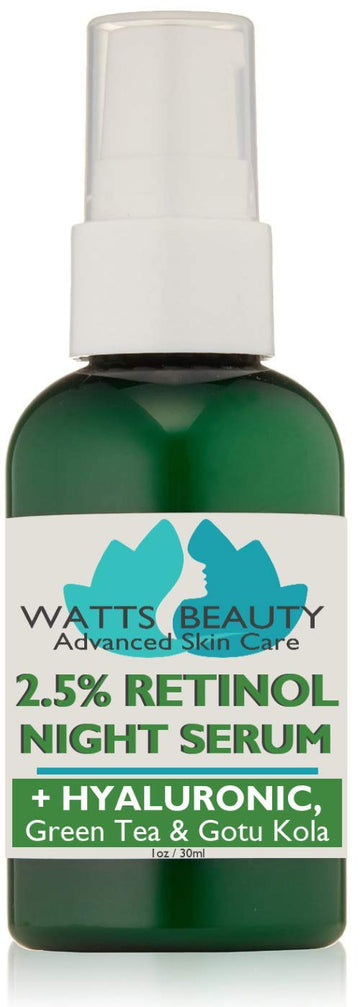 Watts Beauty 2.5% Retinol Serum Enhanced with 50% Hyaluronic Acid - Anti Aging Retinol for Fine Lines, Wrinkles, Blemishes, Large Pores & More - No Parabens, No Animal Testing or Ingredients (1)