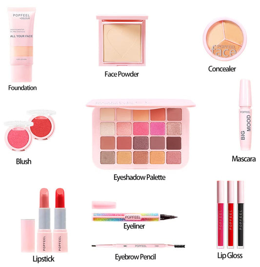 Makeup Kit for Women Full Kit, All In One Makeup Kit, Cosmetic Gift Set for Women, Include Eyeshadow Palette, Lipstick, Blush, Foundation, Concealer, Face Powder, Lipgloss