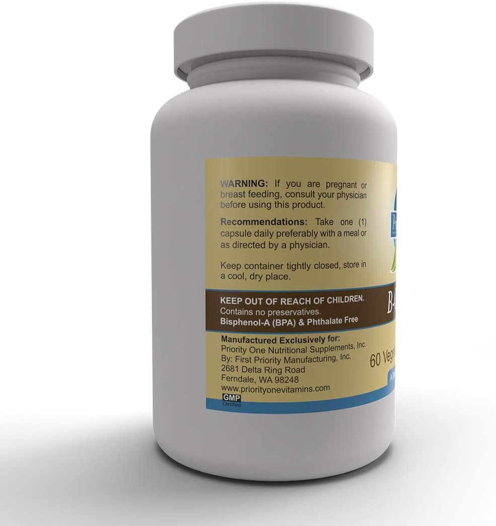 Priority One Vitamins B Complex 60 Vegetarian Capsules