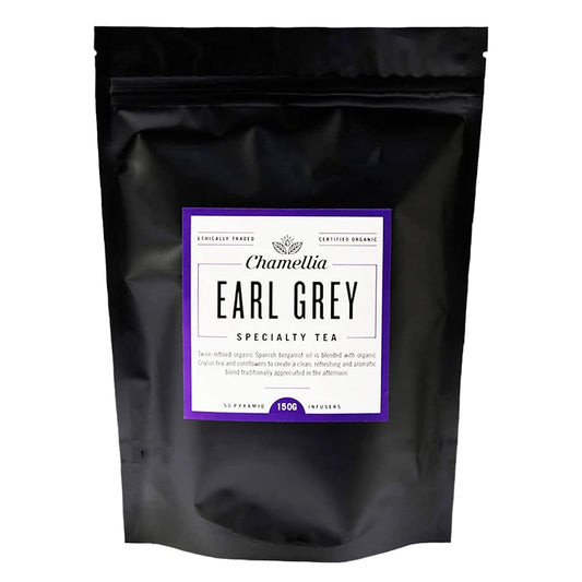 Chamellia Organic Earl Grey Tea - 50 x Pyramid Tea Bags in a Pouch (150g)(Camellia Sinensis) Single unit