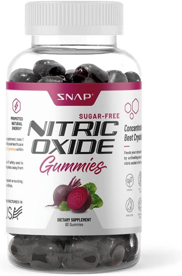 Snap Supplements Sugar Free Nitric Oxide Beet Root Gummies - Heart Health, Energy Boost, Circulation, Beet Root Chewable