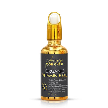 Juicy By Mon Cheri Pure Organic Vitamin E Oil - 1 Dropper | Soften, Fade Dark Spots & Redness, Scars, stretch marks Improve Texture