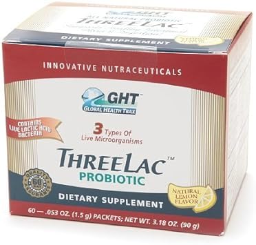 Global Health Trax ThreeLac Probiotic Dietary Supplement, Lemon 60 pac