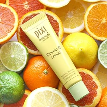 Pixi Beauty Vitamin-C Lotion 50ml | Brighten And Improve Skin Tone | Daily Moisturizer With Orange, Grapefruit, and Olive Oil | Rich Hydration | 1.7