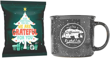 Cheersville Ceramic Speckled Campfire Mug and Hot Cocoa Mix Gift Set - Make a Difference, Holiday Gift Ideas for Men or Women