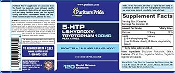 Puritan's Pride 5-htp 100 Mg (griffonia Simplicifolia) Capsules, 120 C