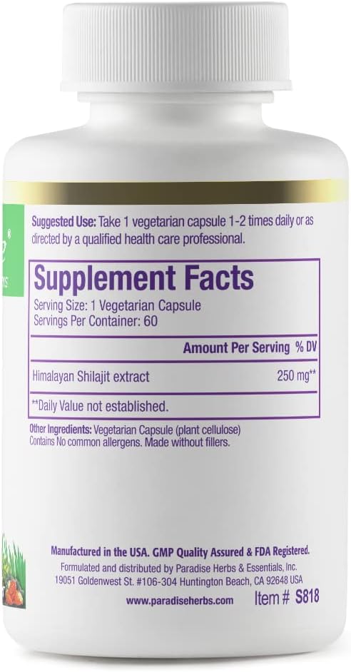Paradise Herbs Shilajit Extract, Whole Active Plant Extract, Vegan, No