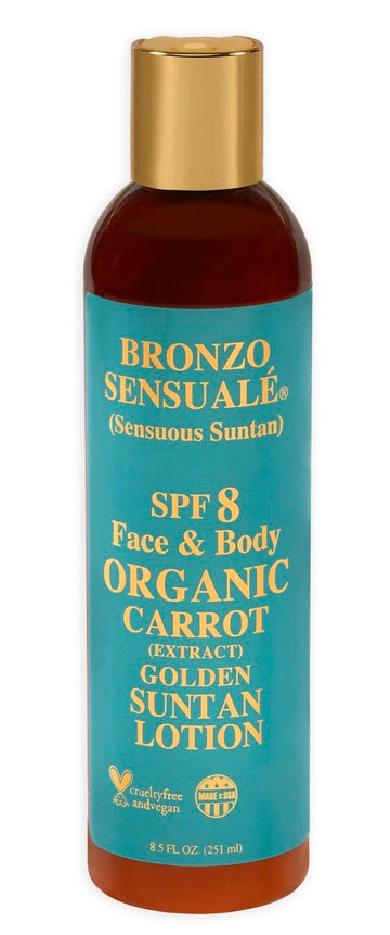 Bronzo Sensuale SPF 8 Sunscreen Deep Golden Tanning Organic Carrot Lotion 8.5