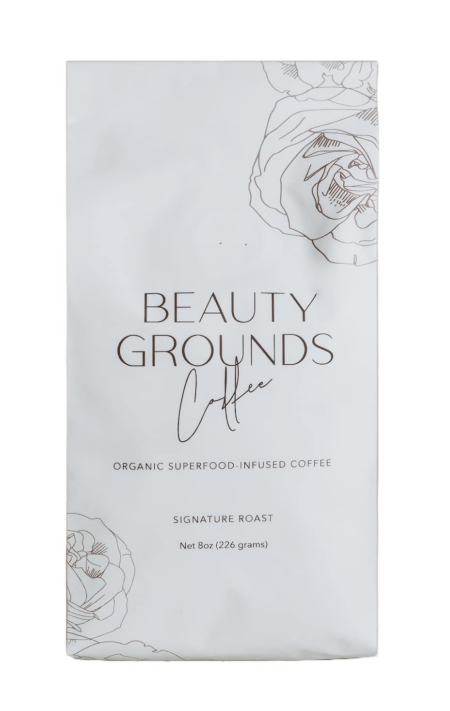Beauty Grounds Coffee Signature Roast, with Tremella Mushroom, Baobab, and Cacao - Micro Roasted Low Acid Single Origin Ground Coffee - Certified Organic & Kosher