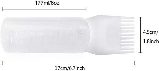 Yebeauty Root Comb Applicator Bottle, 2 Pack 6  Applicator Bottle for Hair Dye Bottle Applicator Brush Root Comb Bottle with Graduated Scale-White