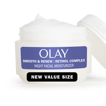 Olay Smooth & Renew Retinol Face Moisturizer, 2  Fragrance Free Night Cream for Fine Lines and Wrinkles with Retinoid Complex, Recyclable Eco Jar Packaging, Value Size