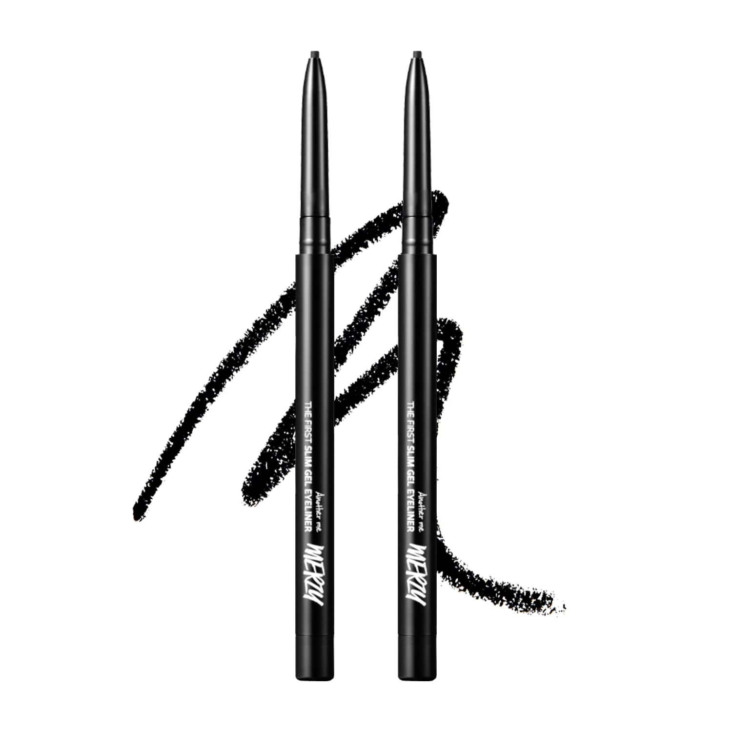 MERZY 2Pack The First Slim Gel Eyeliner | Ultra-Slim Tip(0.05"), Twist Up, Creamy texture, Long Lasting, Smudge-Resistant, Kbeauty | (Black, Pack of 2)