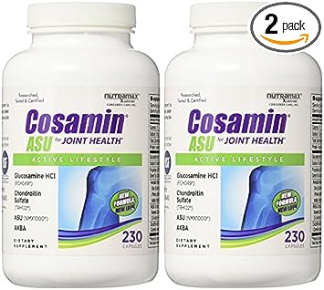 Cosamin ASU Joint Health Active Lifestyle Glucosamine HCl Chondroitin Sulfate AKBA 230 Capsules (2 Bottles (460 Capsules))