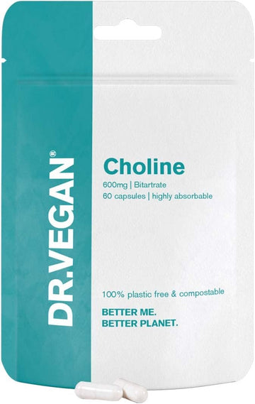 DR.VEGAN Choline, 600mg | 60 x 300mg Vegan-Friendly Capsules | One Mon50 Grams