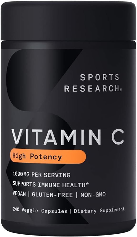Sports Research High Potency Vitamin C Supplement - Vegan Veggie Capsu