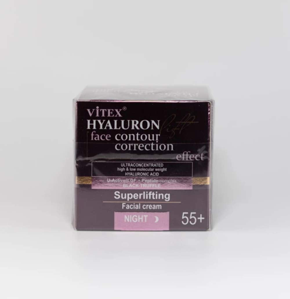 Bielita & Vitex Hyaluron Lift Superlifting Facial Night Cream 55+ for All Skin Types, 45  with Hyaluronic acid, Complex of Proteins, Black Trufe Extract, Collagen, Avocado Oil, Shea Butter