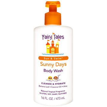 Fairy Tales Sunny Days Chlorine Removal Body Wash, For All Age Swimmers - After Swim Chlorine, Salt And Sunscreen Removal - No Harsh Chemicals or Toxins - Easy to use Pump - 16