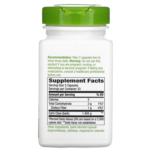 Nature's Way, Cat's Claw Bark, 485 mg, Vegan Capsules