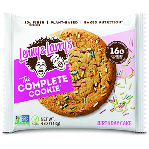 Lenny & Larry's The Complete Cookie, Birthday Cake, Soft Baked, 16g Plant Protein, Vegan, Non-GMO,  Cookie (Pack of 12)