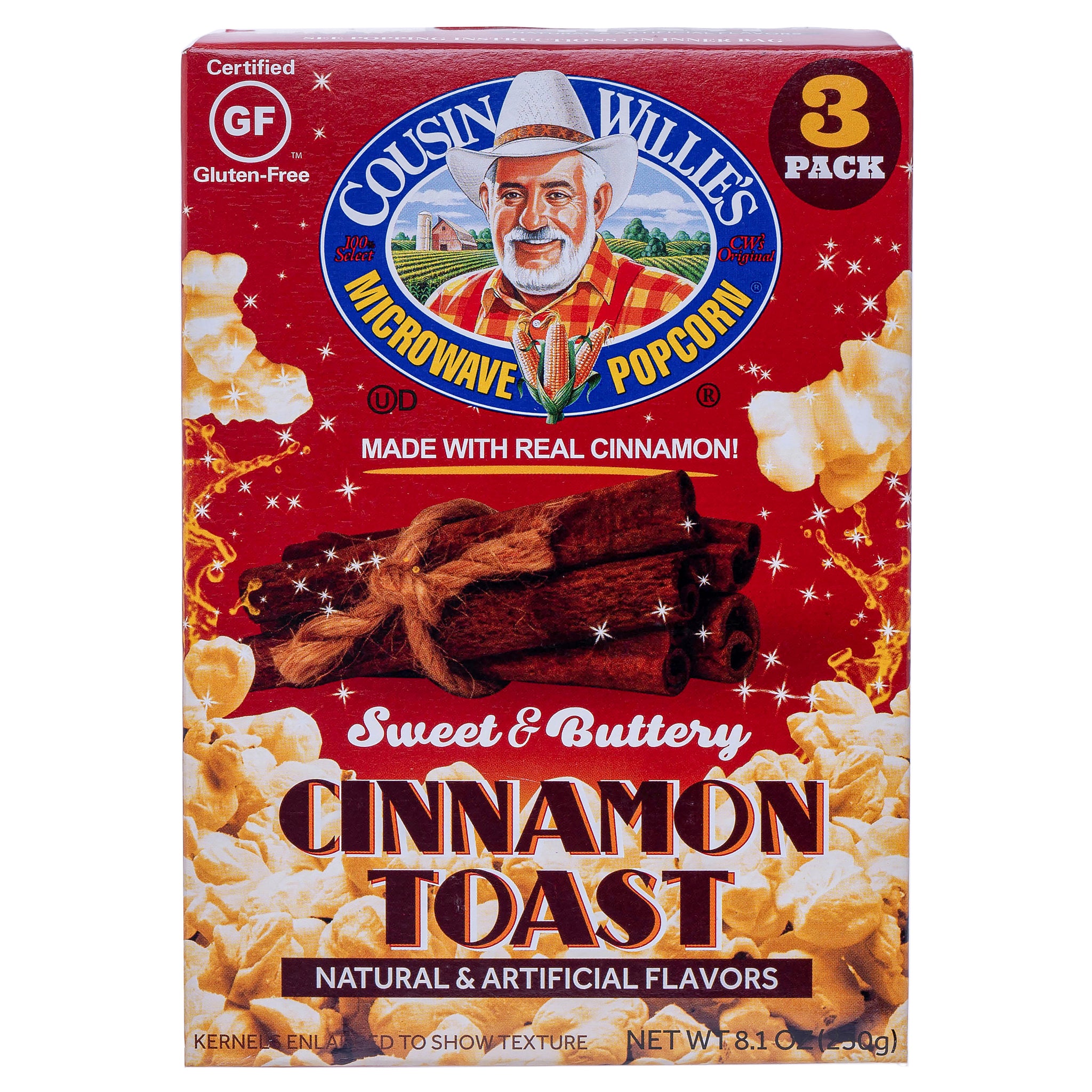 Cousin Willie’s Cinnamon Toast Microwave Popcorn, 2.7 oz