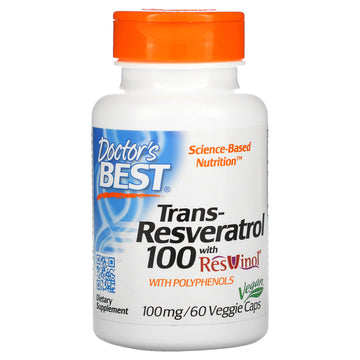 Doctor's Best, Trans-Resveratrol 100 with ResVinol,60 Veggie Caps