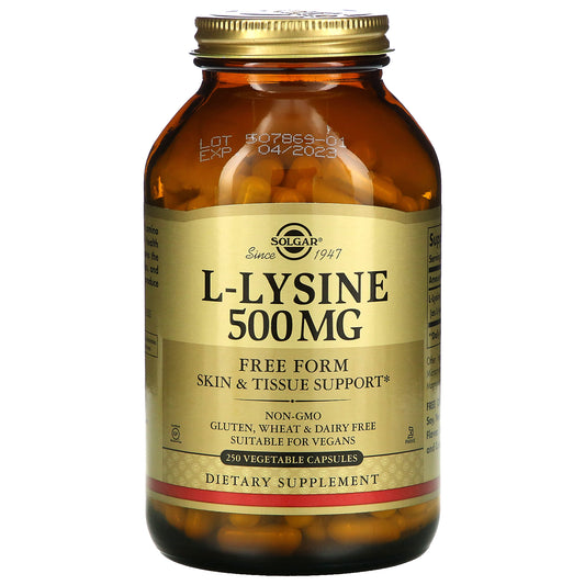 Solgar, L-Lysine, Free Form, 500 mg Vegetable Capsules