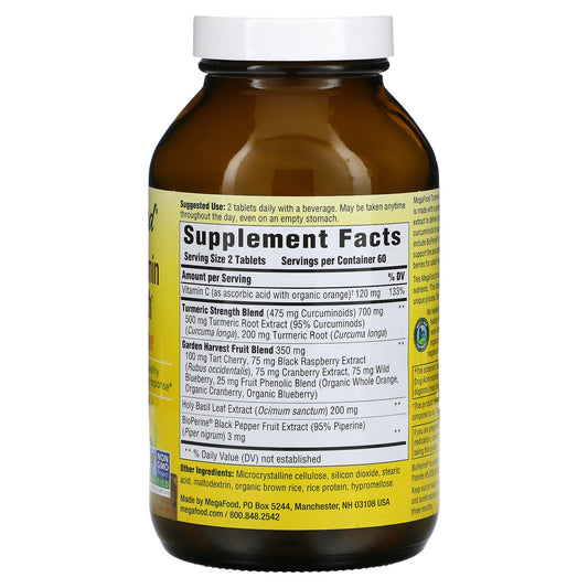 MegaFood, Turmeric Curcumin Extra Strength, Whole Body, 237.5 mg Tablets