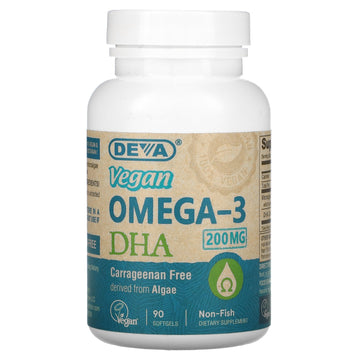 Deva, Vegan Omega-3 DHA, 200 mg, Softgels