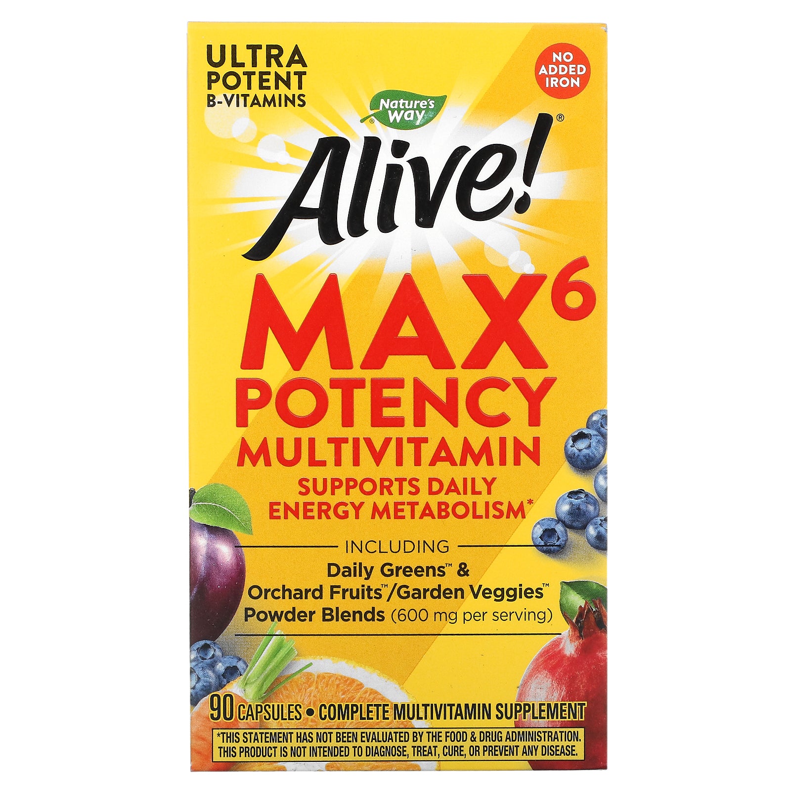 Nature's Way, Alive! Max6 Potency Multivitamin, No Added Iron