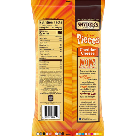 Snyders of Hanover Pretzel Pieces, Cheddar Cheese, 12 Ounce