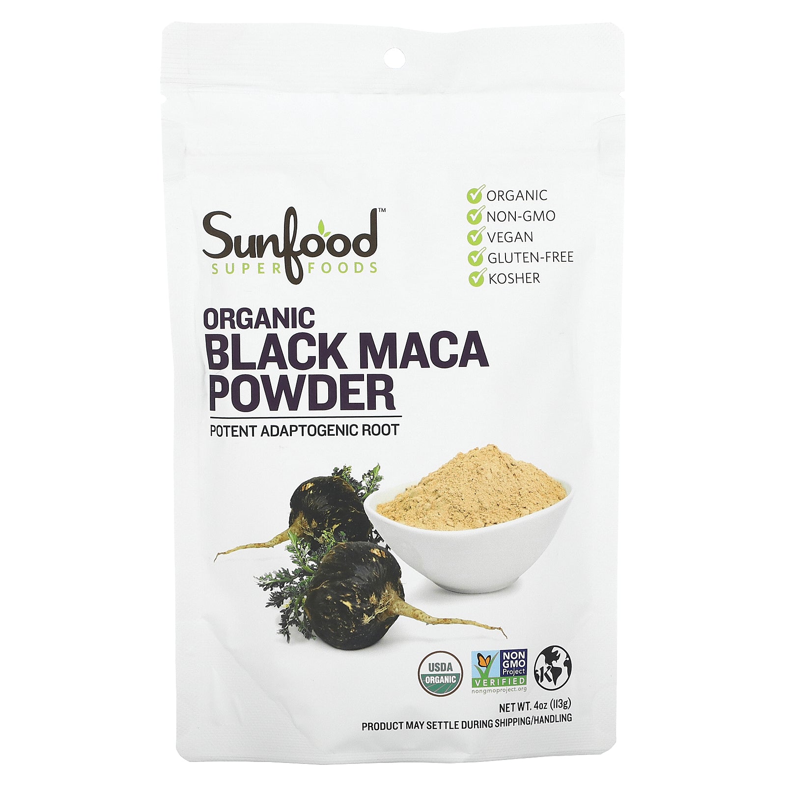 Sunfood, Superfoods, Organic Black Maca Powder,(113 g)