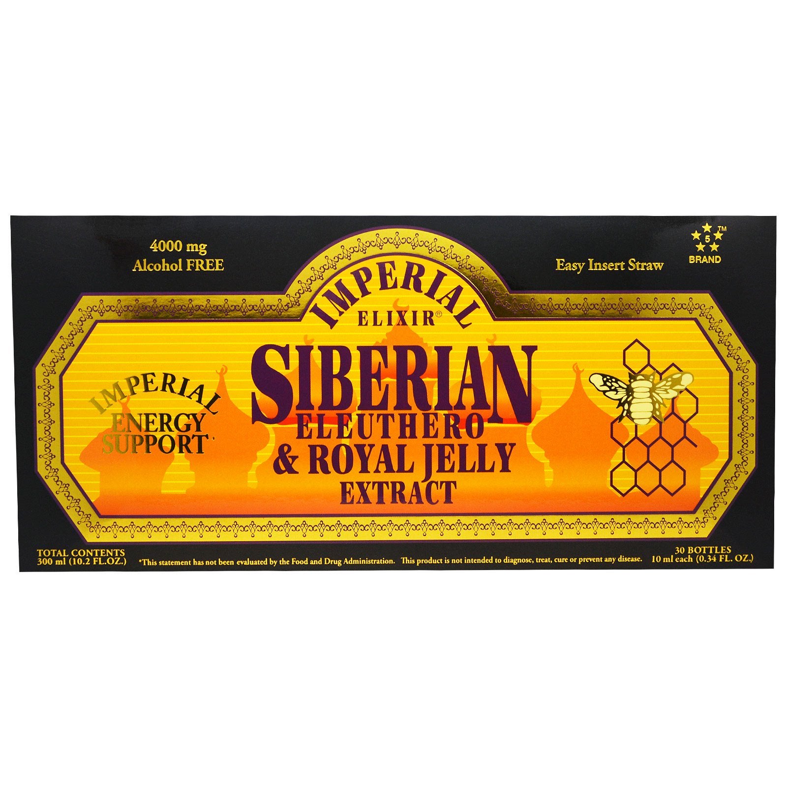 Imperial Elixir, Siberian Eleuthero & Royal Jelly Extract, Alcohol Free, 4000 mg, 0.34 fl oz (10 ml) Each