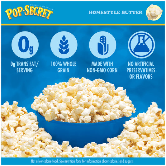 Pop Secret Microwave Popcorn, Homestyle Butter Flavor, 3.2 Oz Sharing Bags