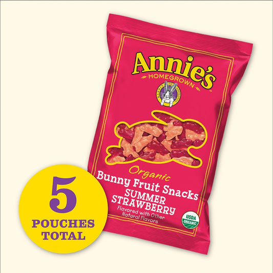 Annies Organic Bunny Fruit Snacks, Summer Strawberry, 5 Pouches,  Each