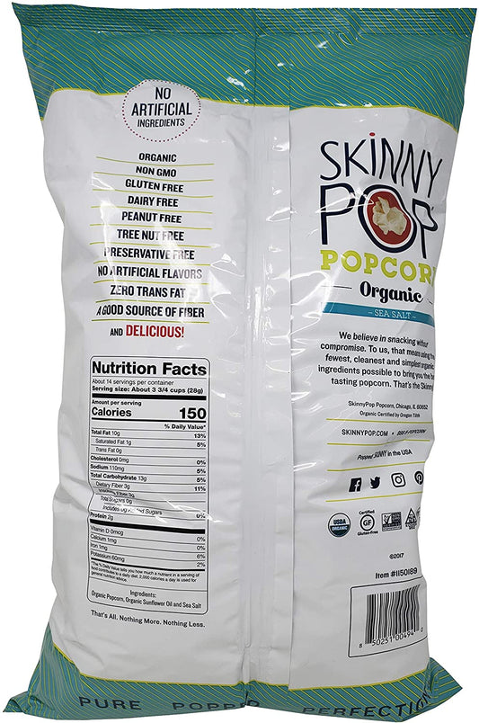 Skinny Pop Organic Popcorn Sea Salt Pure Popped Perfection