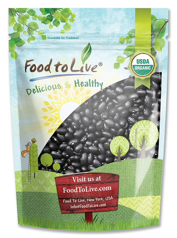 Organic Black Turtle Beans- Dried, Non-GMO, Kosher, Raw, Sproutable, Vegan, Bulk – by Food to Live