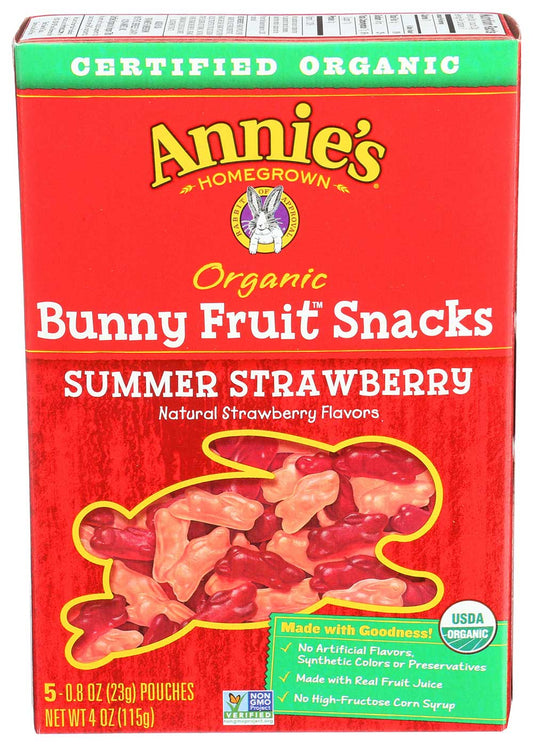 Annies Homegrown Organic Summer Strawberry Bunny Fruit Snacks,  -- 10 Per Case