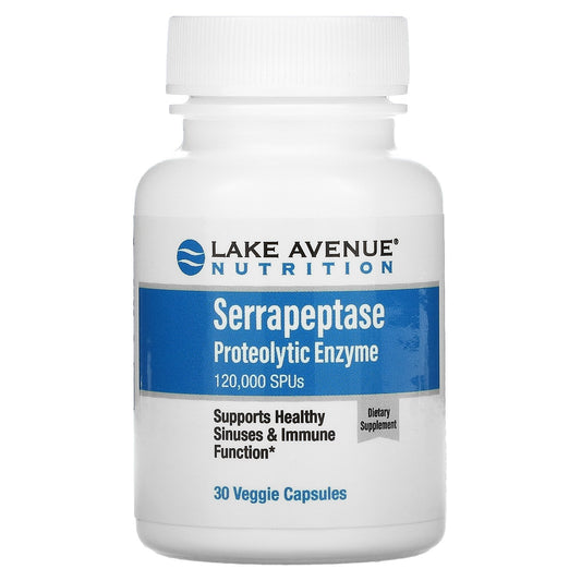 Lake Avenue Nutrition, Serrapeptase, Proteolytic Enzyme, 120,000 SPUs Veggie Capsules