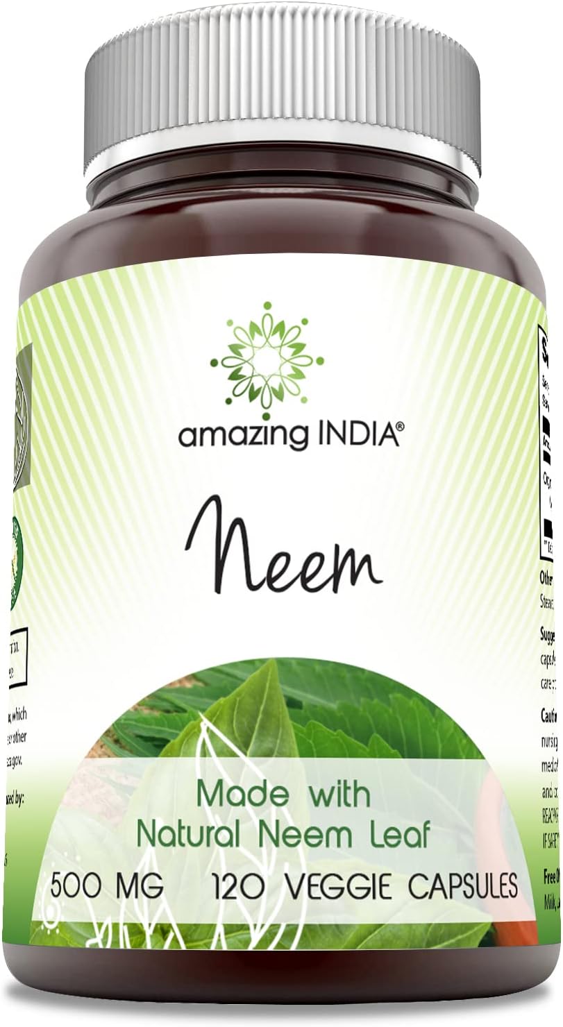 Amazing India Neem(Made with Organic Neem Leaf)500 mg 120 Veggie Capsu