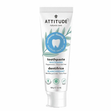 ATTITUDE uoride-Free Toothpaste, Plant- and Mineral-Based Ingredients, Vegan, Cruelty-Free and Sugar-Free, Whitening, Peppermint, 4.2  (16741)