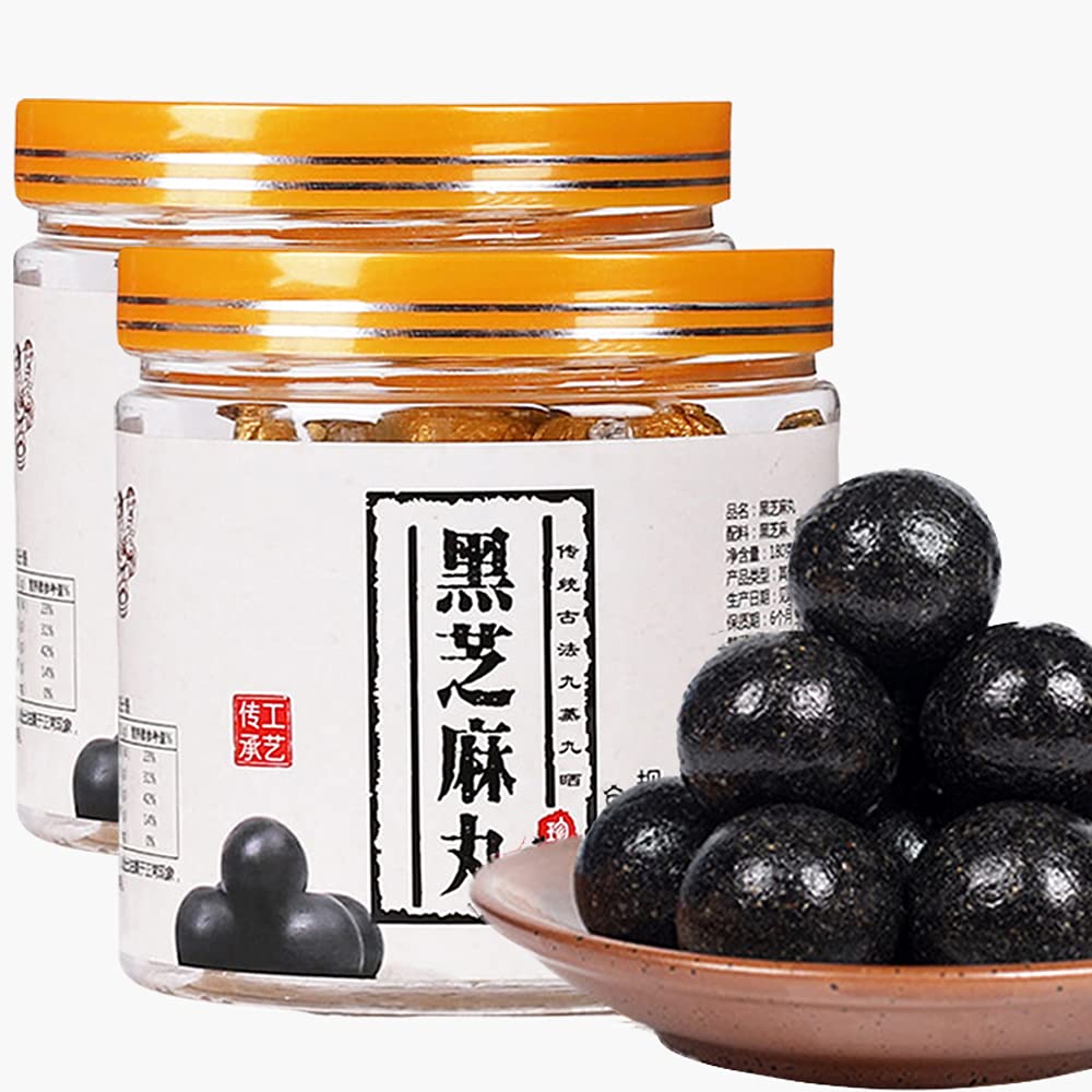 Hee Creek Black Sesame Balls  (40 pills) Pure Honey Handmade Black Sesame Pills, Pill Ufa Pill Black